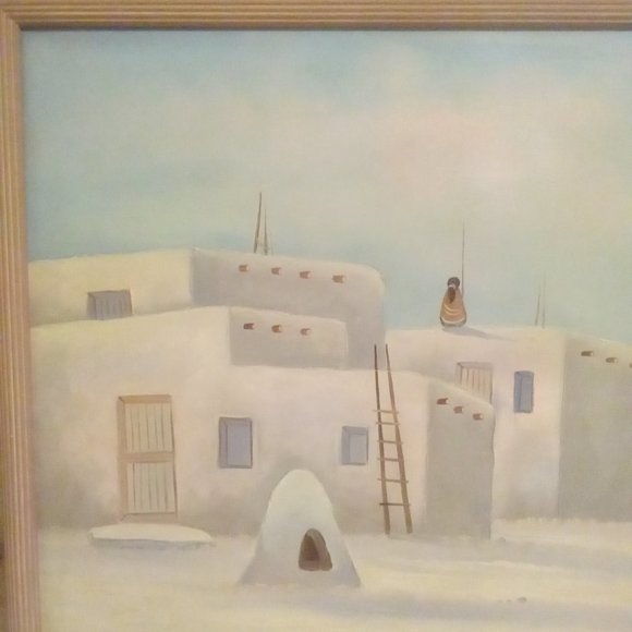 Vintage K. Domingo Original Oil on Canvas Pueblo Painting